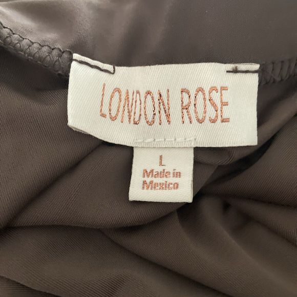 London Rose Women Straight Pencil Skirt Size L Brown Knit Elastic Waist Ties NWT - Picture 6 of 11